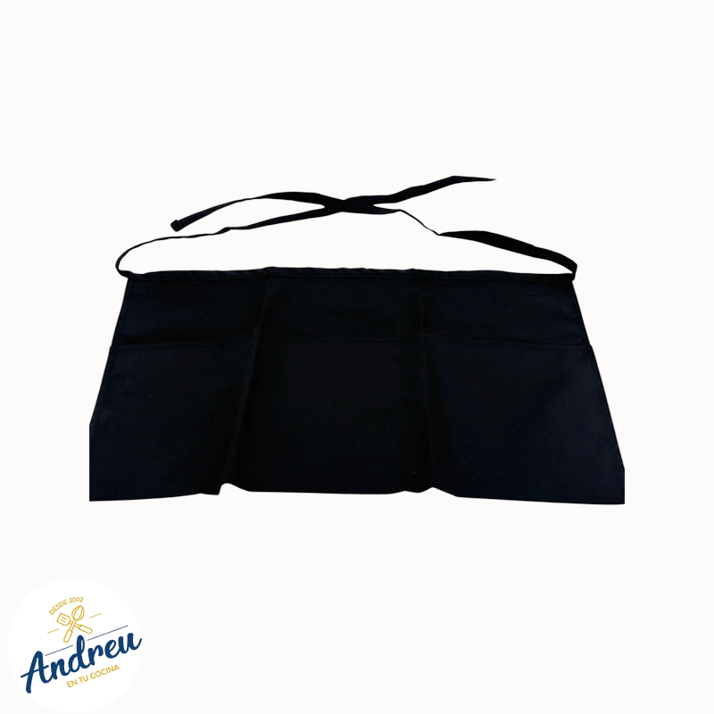 MANDIL NEGRO CLASICO CORTO CON 3 BOLSILLOS (WAP-BK 58x32) 0