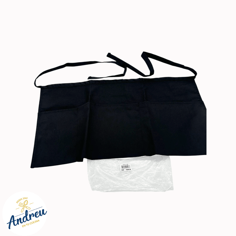 MANDIL NEGRO CLASICO CORTO CON 3 BOLSILLOS (WAP-BK 58x32)2