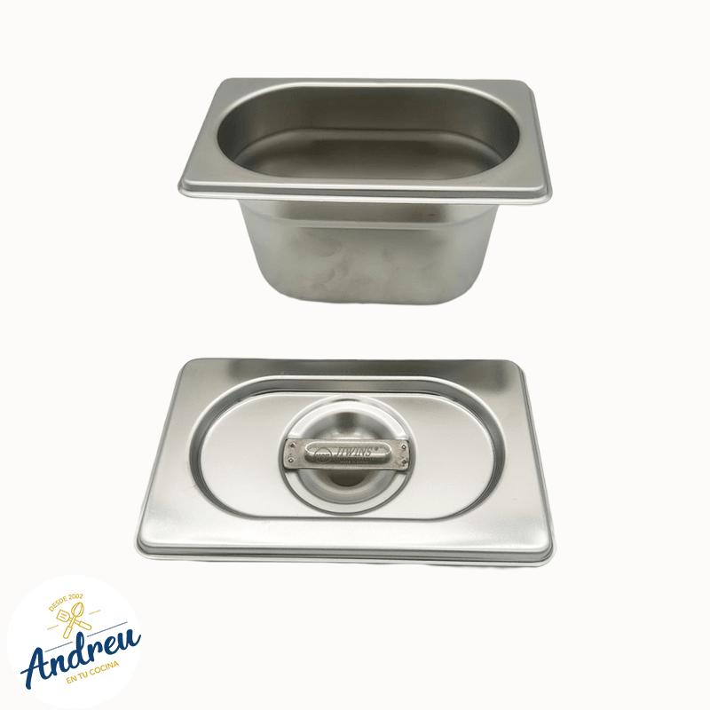 DEPOSITO ACERO GASTRONOMICO 1/9 10CM CON/TAPA (176X109X100 MM) X 1 UNID2