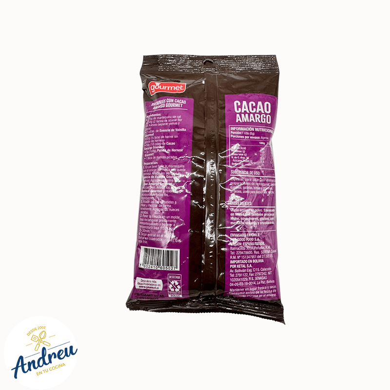 CACAO POLVO AMARGO GOURMET 150 GR  (16U) X 1 UNID3