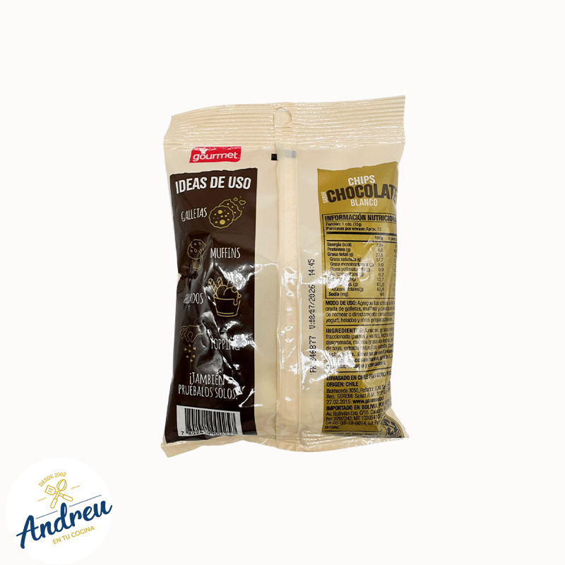 CHIP GOTAS CHOCLATE BLANCO GOURMET 200 GR (18U) X 1 UNID4