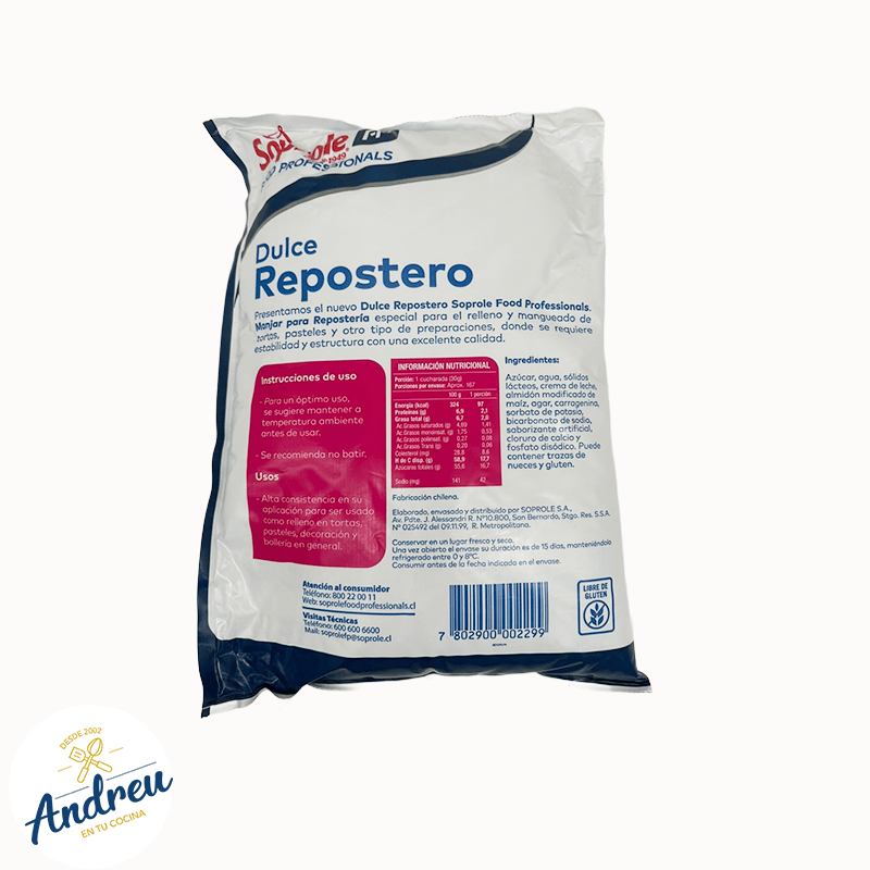 MANJAR SOPROLE (5 KILOS) DULCE REPOSTERO  (2) X 1 UND2