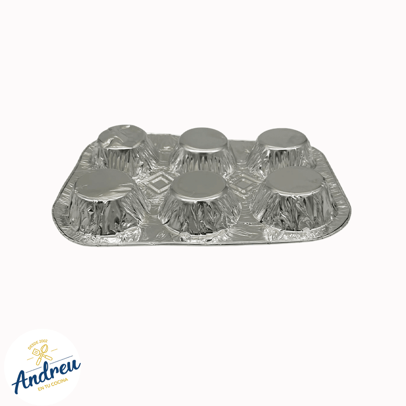 ALUMINIO MOLDE DESECHABLE QUEQUE (DIVISIONES X 6 UND) X 1 UNID1