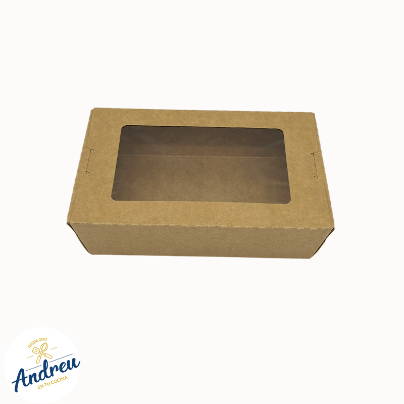 CAJA KRAFT 700ML CON VENTANA BISAGRA (4X50) X 10 UNID 0