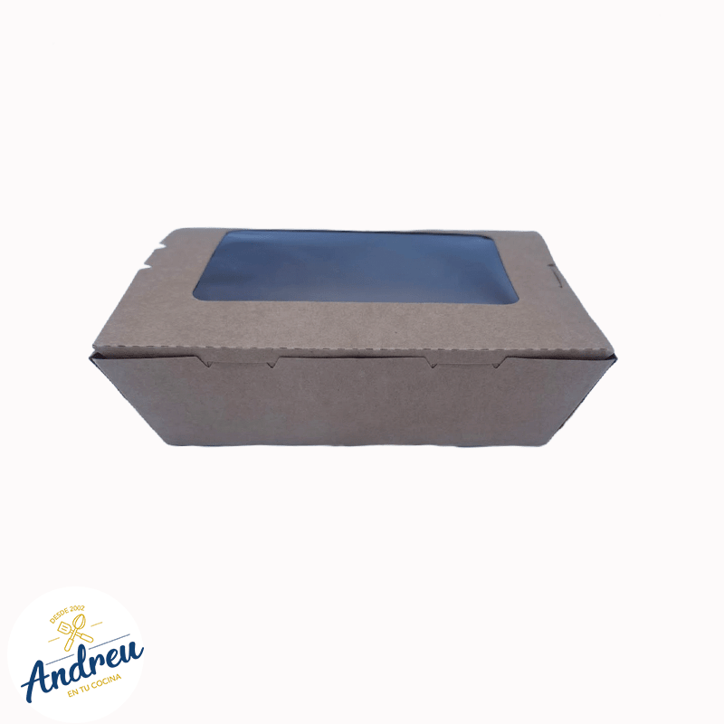 CAJA KRAFT 2100ML CON VENTANA BISAGRA (4X50) X 10 UNID3