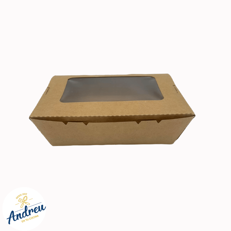 CAJA KRAFT 2100ML CON VENTANA BISAGRA (4X50) X 10 UNID2