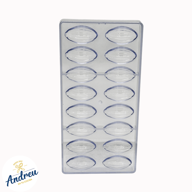 MOLDE ACRILICO (GRANO DE CACAO)  BOMBÓN 16 CAVIDADES  X 1 UNID3