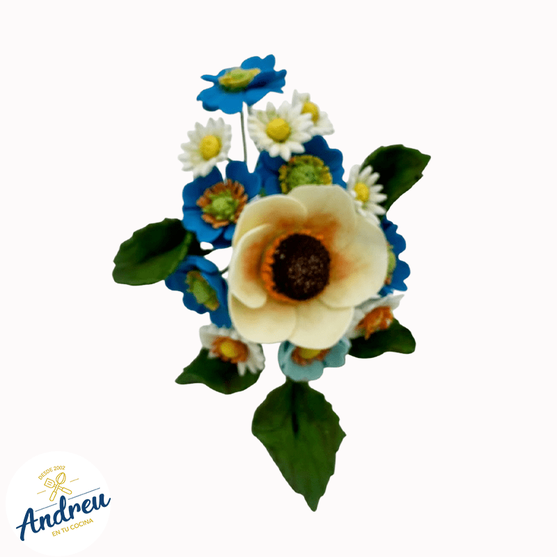 PASTILLAJE RAMO AZUL DE FLORES BLANCAS  (SUSANA) X 1 UNID3