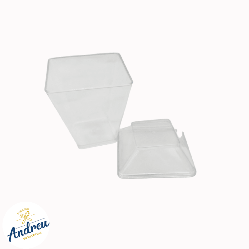 VASO ACRILICO POSTRE 220 ML CUADRADO /TAPA (32) X (10 UND) X 1 UNID 0