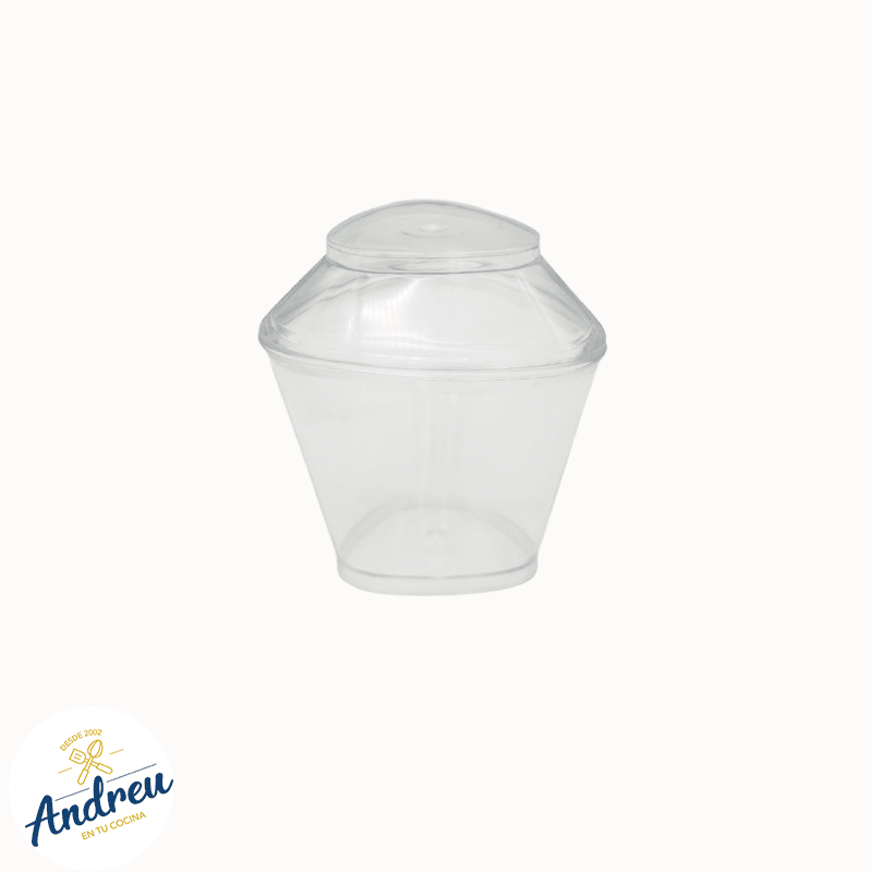 VASO ACRILICO POSTRE 80ML TRIANGULAR /TAPA (45) X (12 UND) X 1 UNID 1
