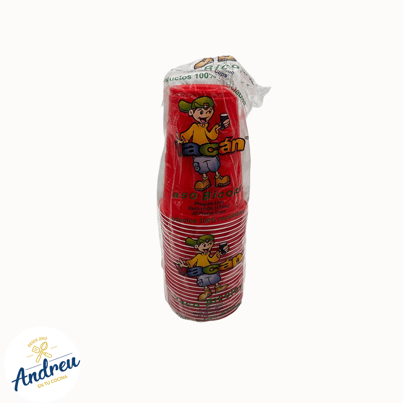 VASO PLASTICO 16 OZ ROJO/BLANCO (1X900) X25 UNID.2