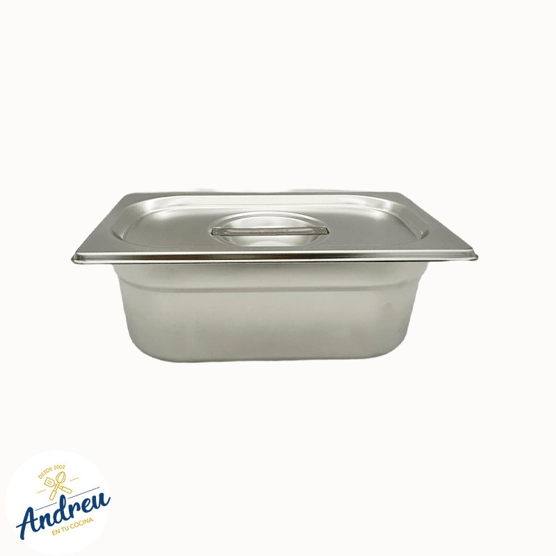 DEPOSITO ACERO GASTRONOMICO 1/4 10CM CON/TAPA (265X162X100 MM 2.5 LTS  ) X 1 UNID 0