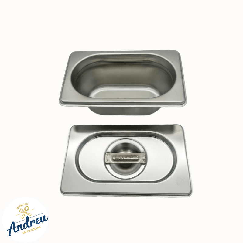 DEPOSITO ACERO GASTRONOMICO 1/9 10CM CON/TAPA (176X109X100 MM) X 1 UNID3