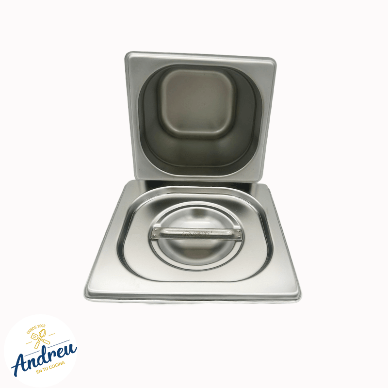 DEPOSITO ACERO GASTRONOMICO 1/6 15CM CON/TAPA (176X160X150 MM) X 1 UNID3