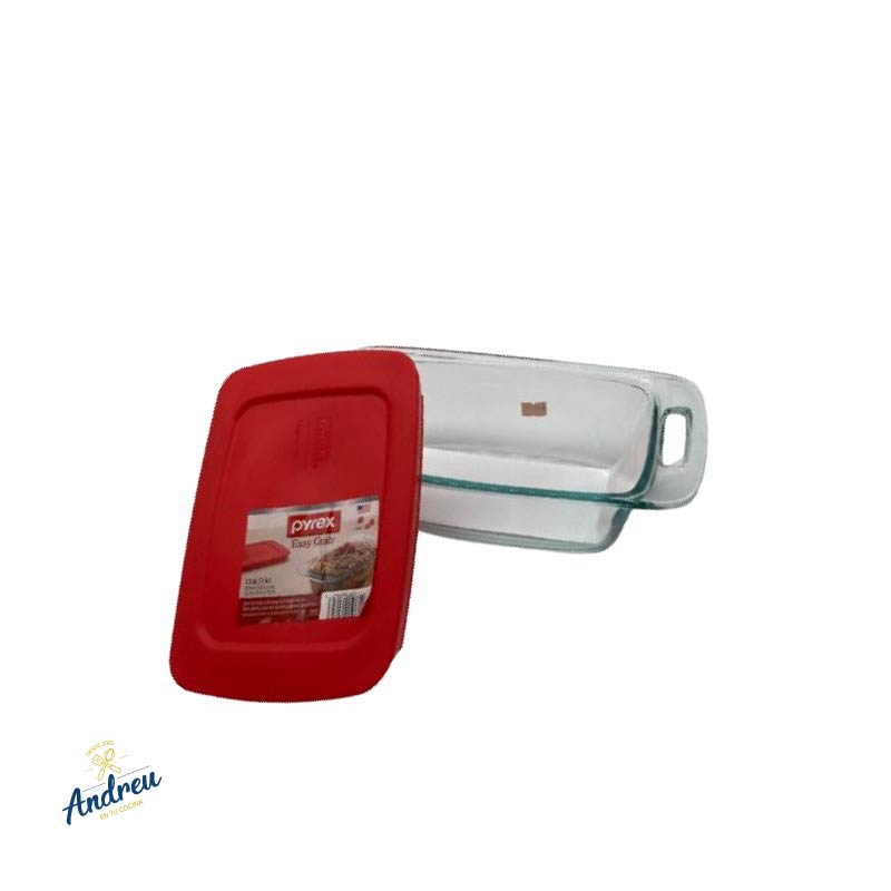 FUENTE RECT DE VIDRIO CON ASAS TAPA ROJA 1.4LT2