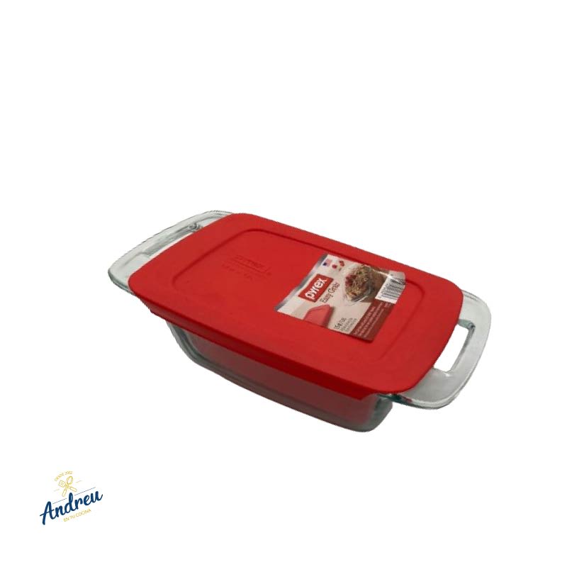 FUENTE RECT DE VIDRIO CON ASAS TAPA ROJA 1.4LT 0