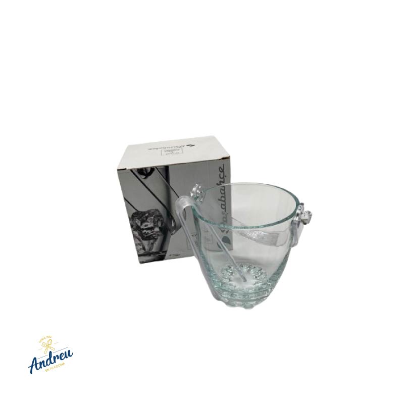 HIELERA VIDRIO CON TENAZA PASABAHCE UNID3