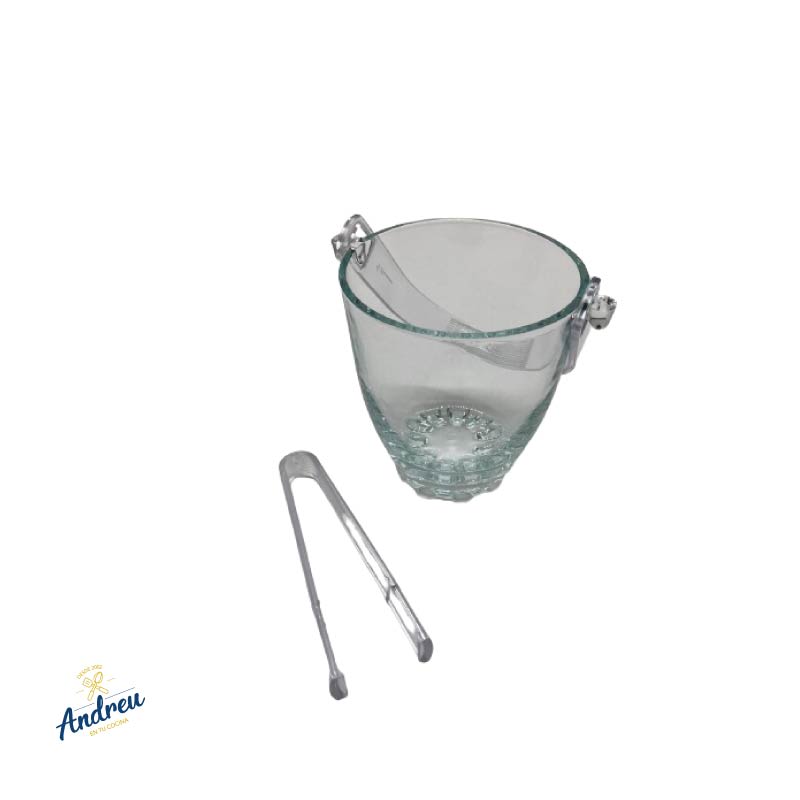 HIELERA VIDRIO CON TENAZA PASABAHCE UNID1