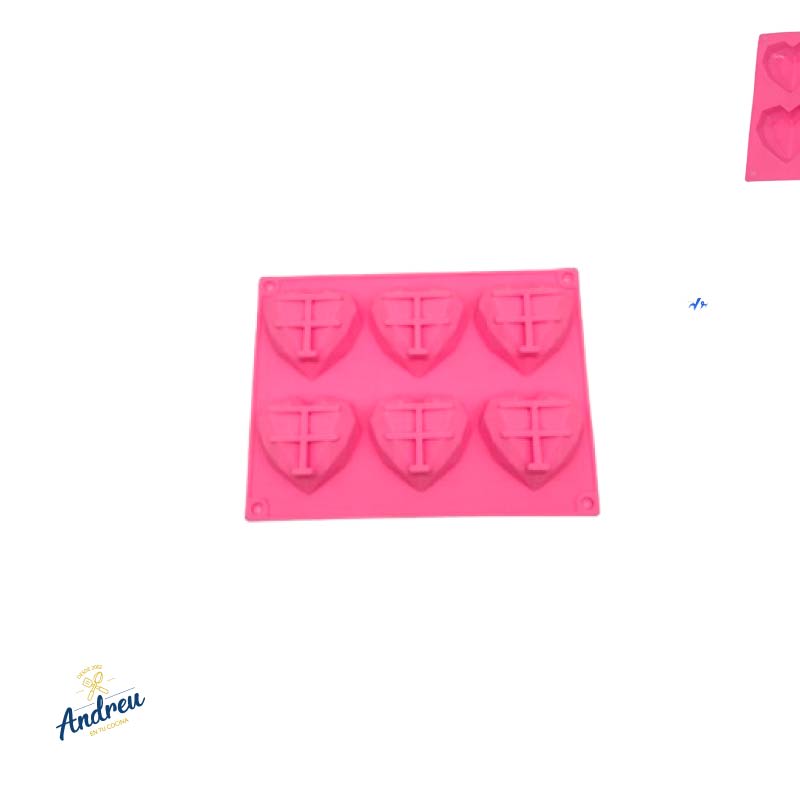 MOLDE SILICONA ANDREU CORAZON GEOMETR X6  22X17 CM KD145 UNID2