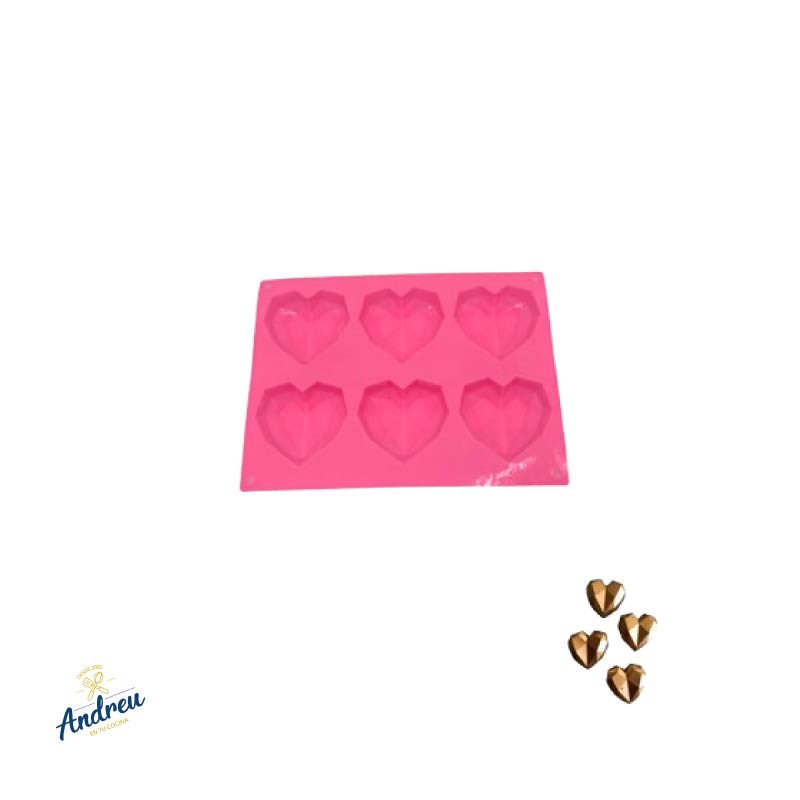 MOLDE SILICONA ANDREU CORAZON GEOMETR X6  22X17 CM KD145 UNID 0