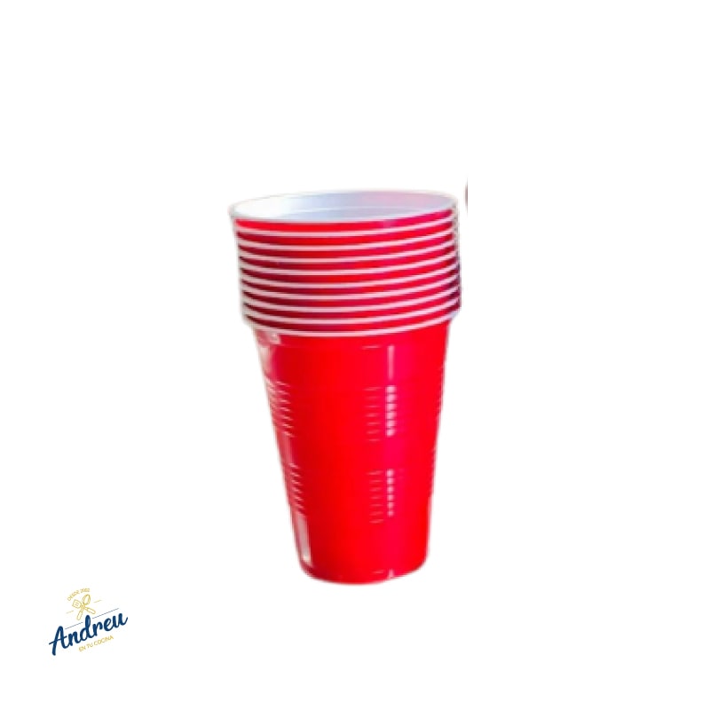 VASO PLASTICO 16 OZ ROJO/BLANCO (1X900) X 25 UNID.1