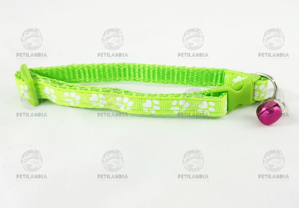 COLLAR HUELLITAS BLANCAS - VERDE LIMÓN para perros, gatos, conejos, hurones  | PETILANDIA :: TIENDA PARA MASCOTAS ::