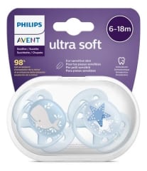 Chupetes Bpa Philips Avent Ultra Soft Blue De 6 A 18 Meses Gratis Azul 6-18 Meses