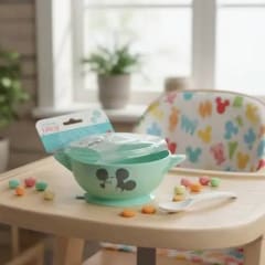 Bowl Niños Tapa Y Cuchara Antideslizante 290 Ml Disney Baby Celeste
