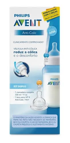 Set Mamadera Anticolicos Azul 330ml + Tetina Scd809/30 Avent Celeste1