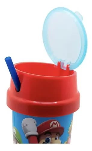Vaso Super Mario Bros Con Bombilla Y Porta Snack2