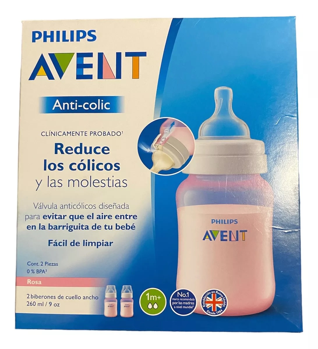 Set 2 Mamaderas Avent 260 Ml Anti-colic Rosadas Color Rosado1