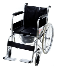 Silla De Ruedas Cromada Con Baño Sanitario Plegable