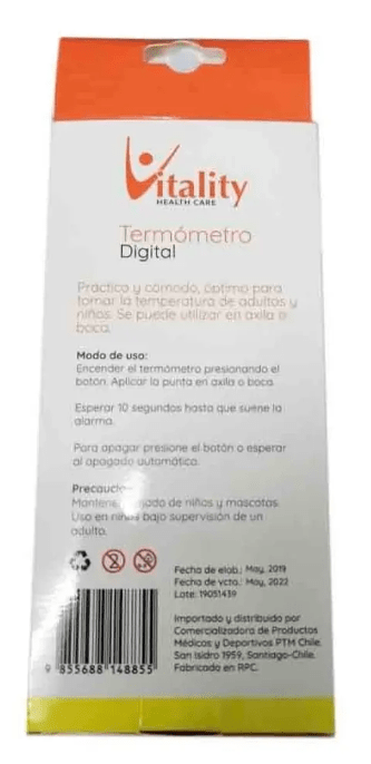 Termómetro Clínico Digital Punta Rígida Vitality3