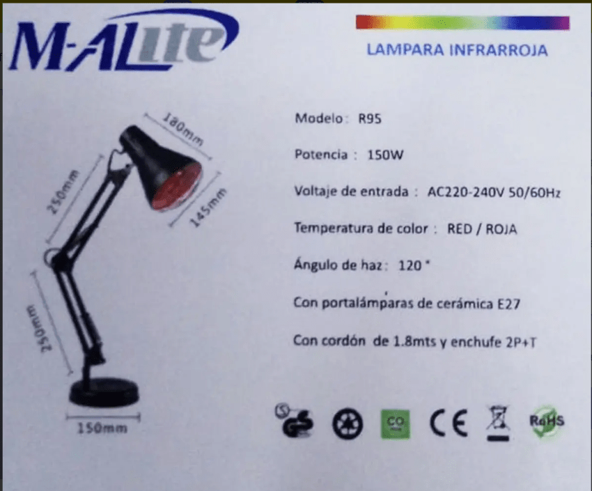 Lampara Articulada Infrarroja Calor  Con Ampolleta 150w3