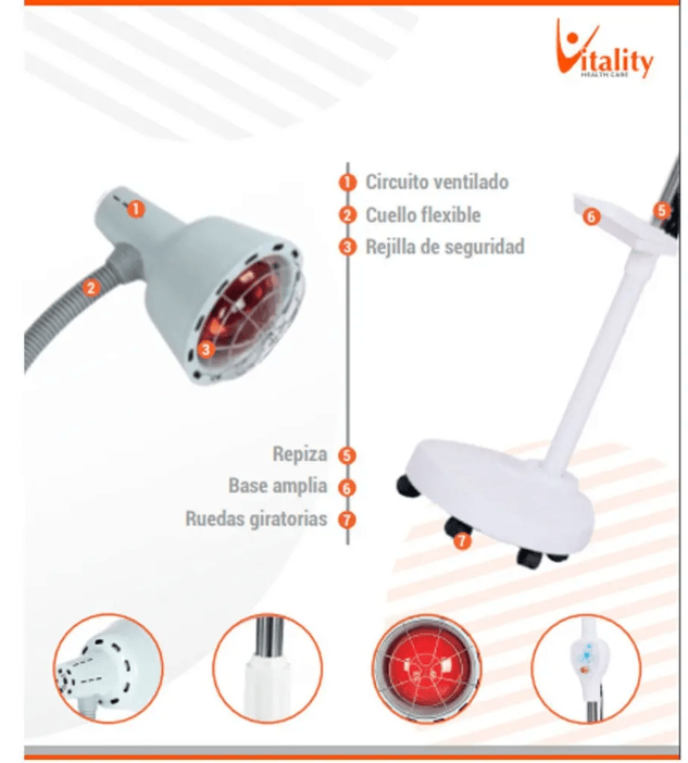 Lampara Infrarroja 275 W Potencia Regulable  Flexible Ruedas4