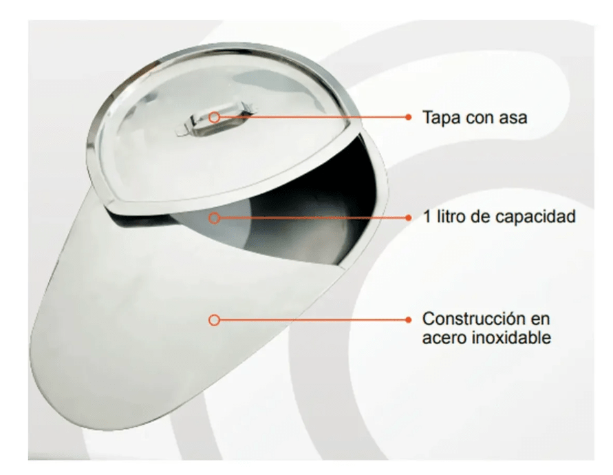 Chata Urinario Femenino Acero Inoxidable Tapa Tipo Zapato2