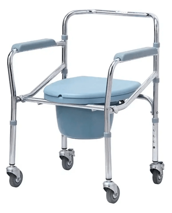 Inodoro Portatil Cromado Acero Plegable Ruedas Regulable1