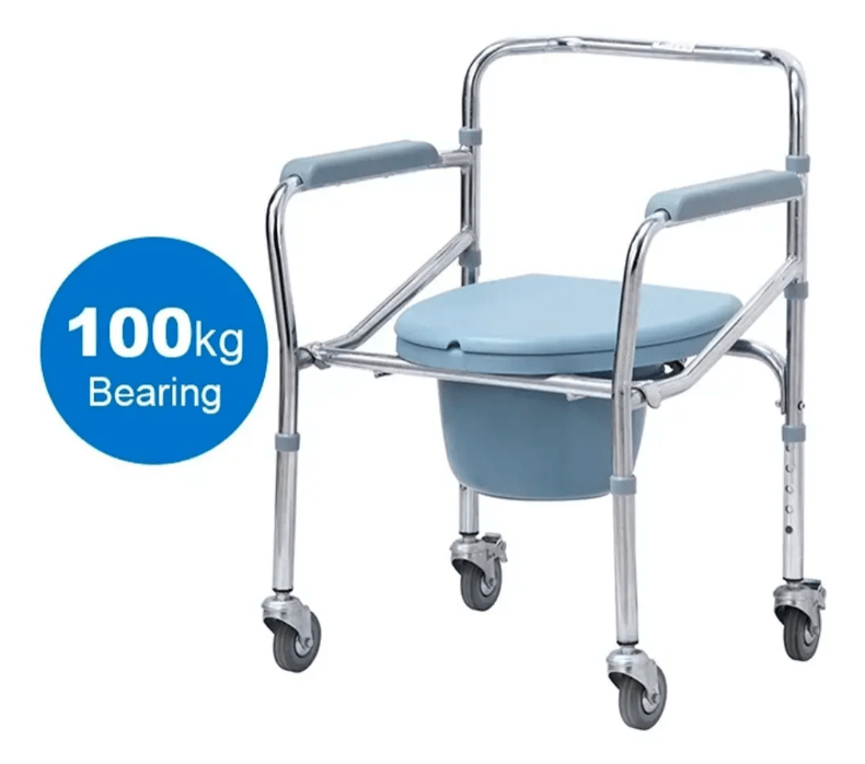 Inodoro Portatil Cromado Acero Plegable Ruedas Regulable2