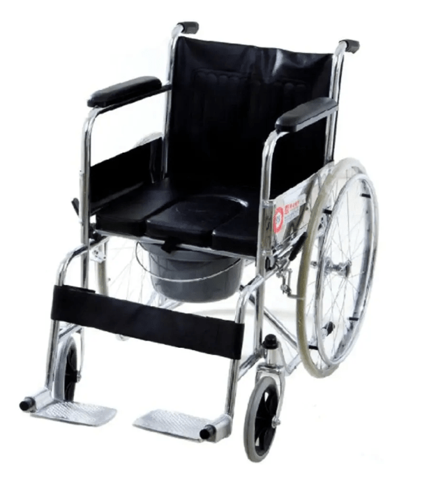 Silla De Ruedas Cromada Con Baño Sanitario Plegable1