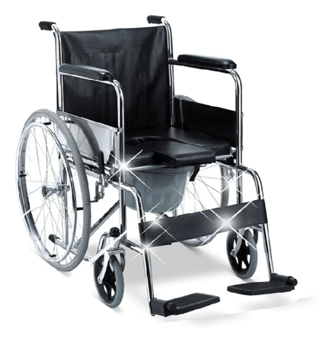 Silla De Ruedas Cromada Con Baño Sanitario Plegable2