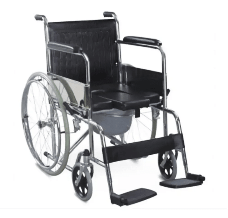 Silla De Ruedas Cromada Con Baño Sanitario Plegable4