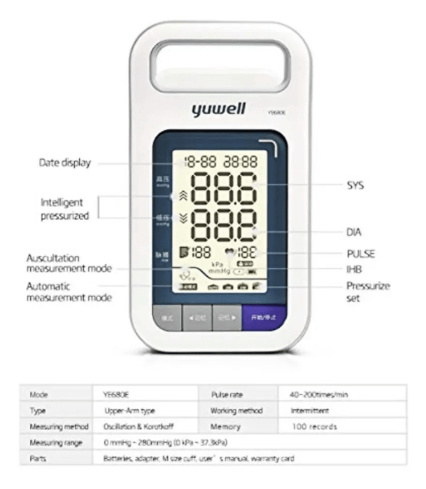 Tomador De Presion Digital Clinico Profesional Yuwell Ye680e3