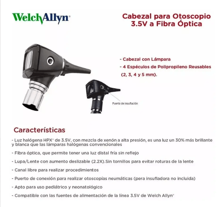 CABEZAL OTOSCOPIO 3.5 V, FIBRA OPTICA (25020)4