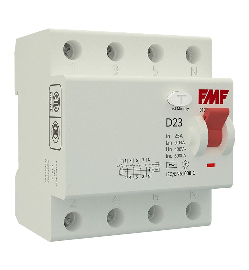 INTERRUPTOR DIFERENCIAL 4x40 AMP, TIPO AC, 30MA. IEC 61008, ACC. 01D230440030 FMF1