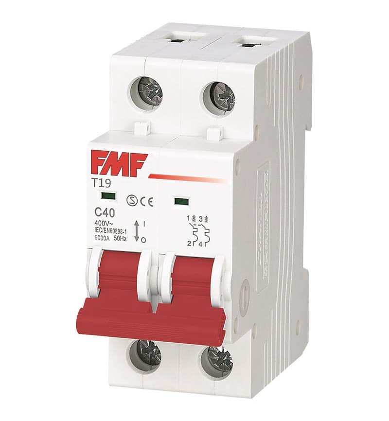 INTERRUPTOR TERMOMAGNÉTICO CURVA C 2X32A 6KA 01T190232000 FMF