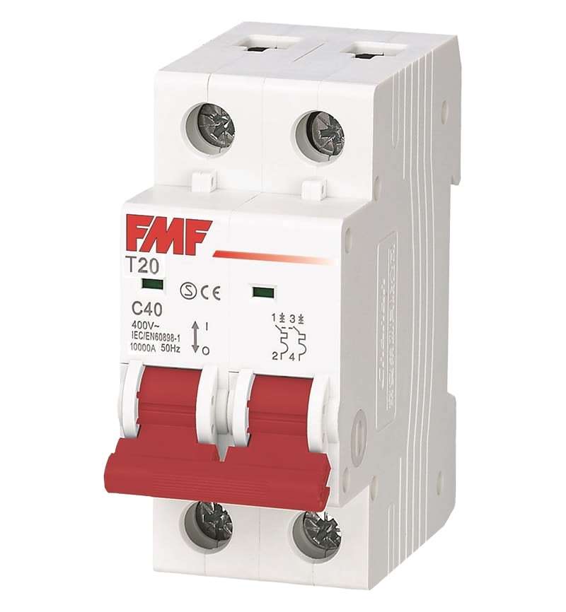 INTERRUPTOR TERMOMAGNÉTICO CURVA C 2X10A 10KA 01T200210000 FMF