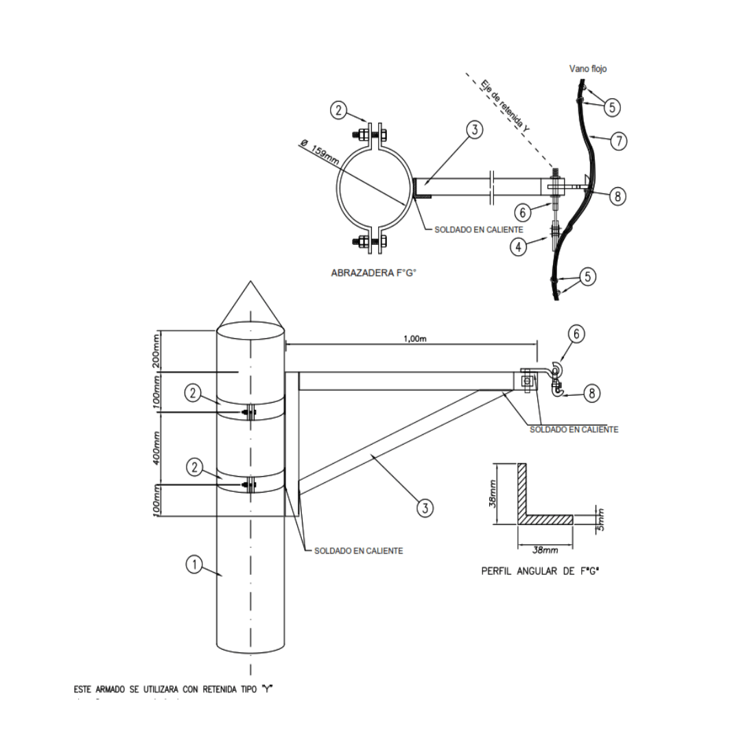 ARMADO TIPO VFE VANO FLOJO CON EXTENSOR GALV CALIENTE ARAGCU AR1