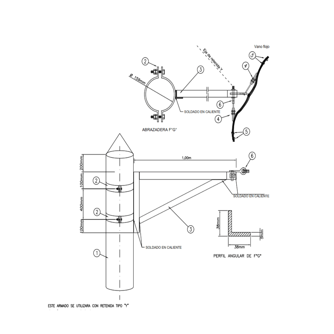 ARMADO TIPO DRE ESTRUCTURA DE ANGULO CON EXTENSOR GALV CALIENTE ARAGCU AR1