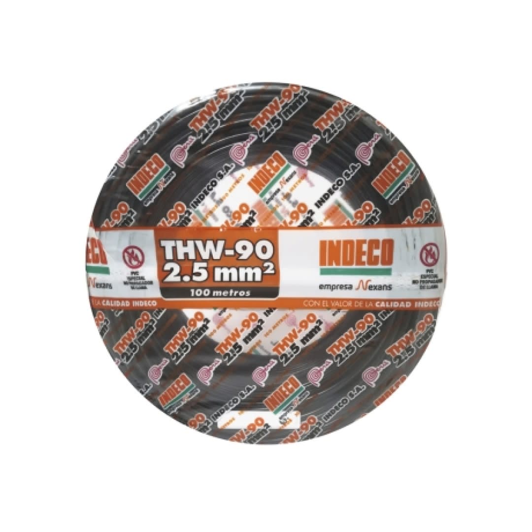 CABLE THW 2.5MM2 750V AISLAMIENTO PVC NEGRO CLASE 2 X ROLLO 10000448 INDECO
