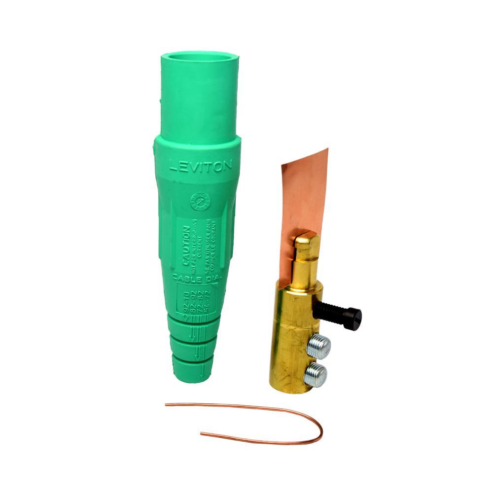 CONECTOR UNIPOLAR MACHO 400A 600V 2 TORNILLOS FIJACIoN 1/0-4/0 VERDE 16D24-UG LEVITON2